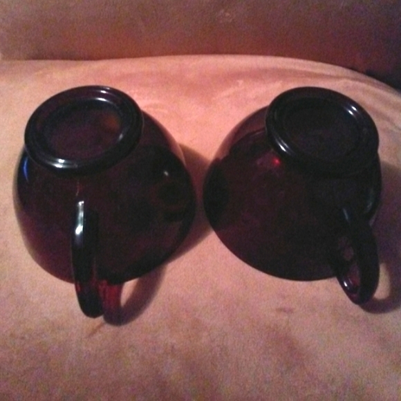 BOGO Set of 2 Royal Ruby Red Vintage Cafecore Glass Punch Tea Cafe Cups Coffee - Picture 9 of 11